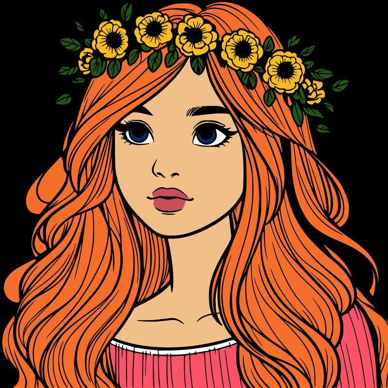 a realistic teen girl in a flower crown