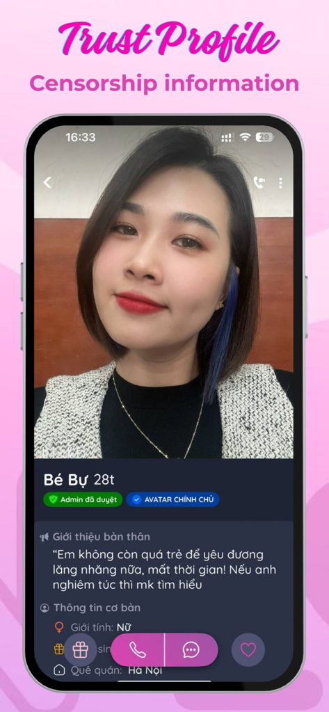 Falo: Dating Video Chat - Smartphone screen showing a verified user profile on the Falo dating app