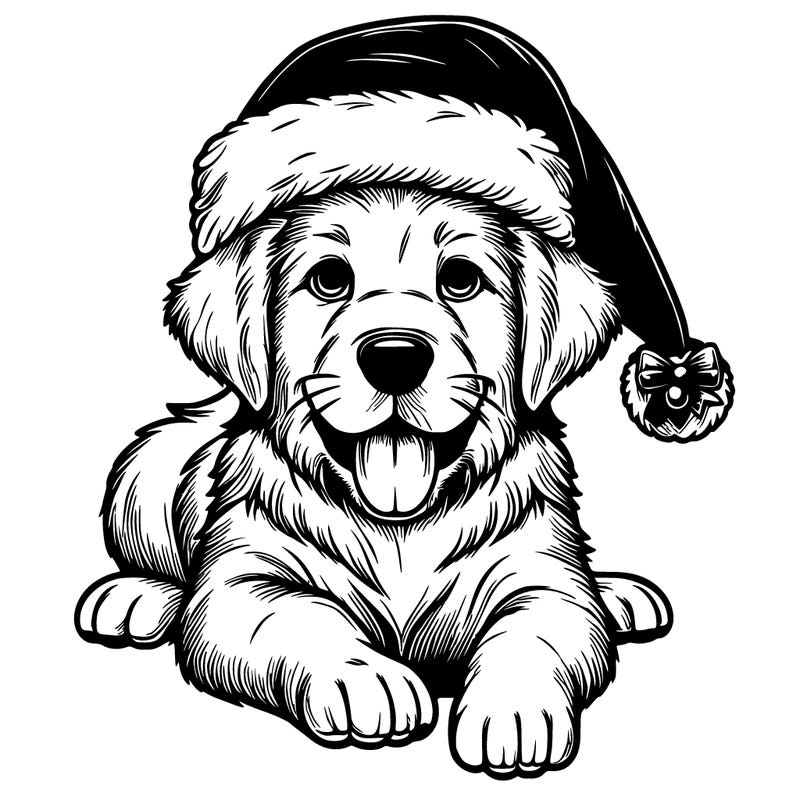 realistic santa hat dog