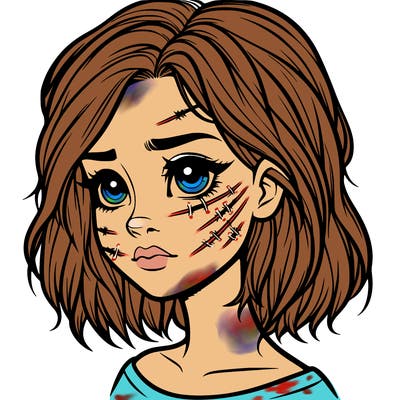realistic girl with scars