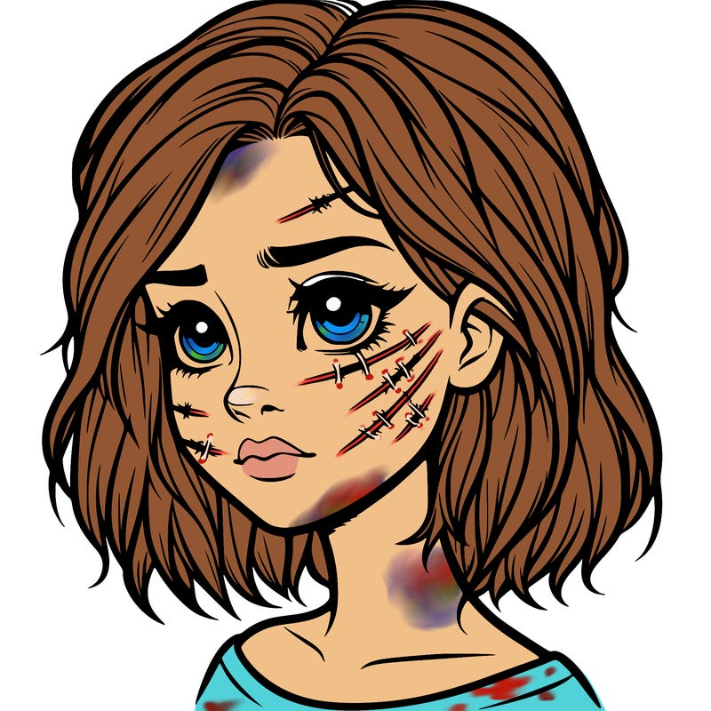 realistic girl with scars