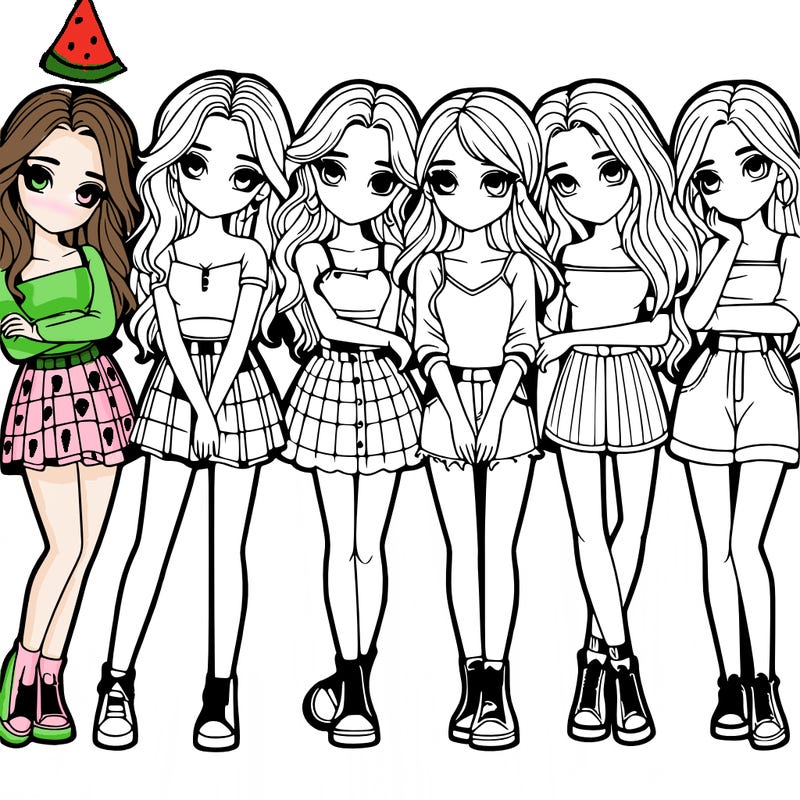 a group of girls realistic