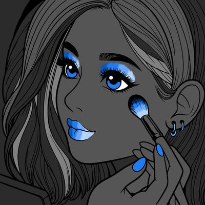 a realistic girl doing her makeup