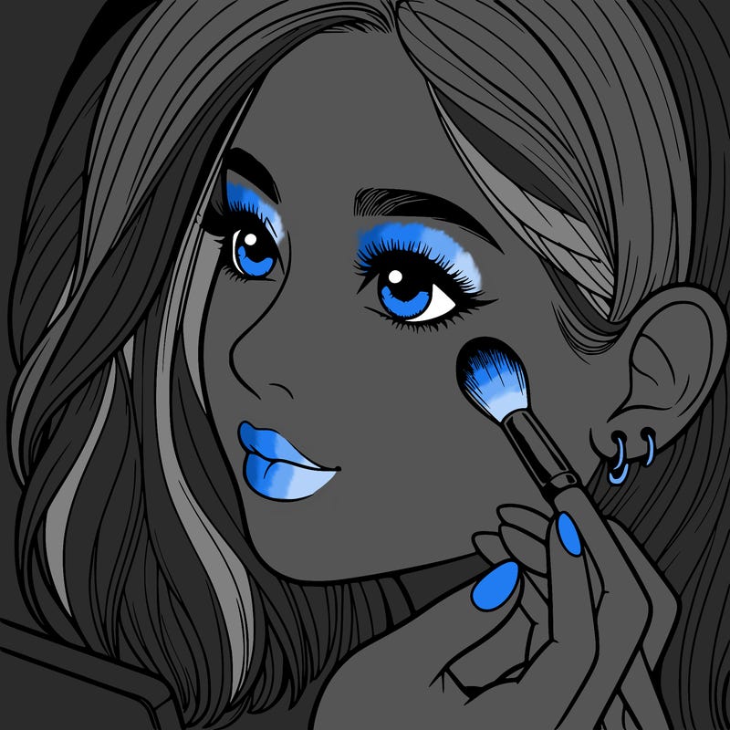 a realistic girl doing her makeup