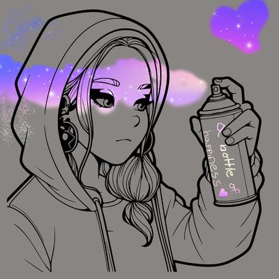 a realistic girl, spray painting