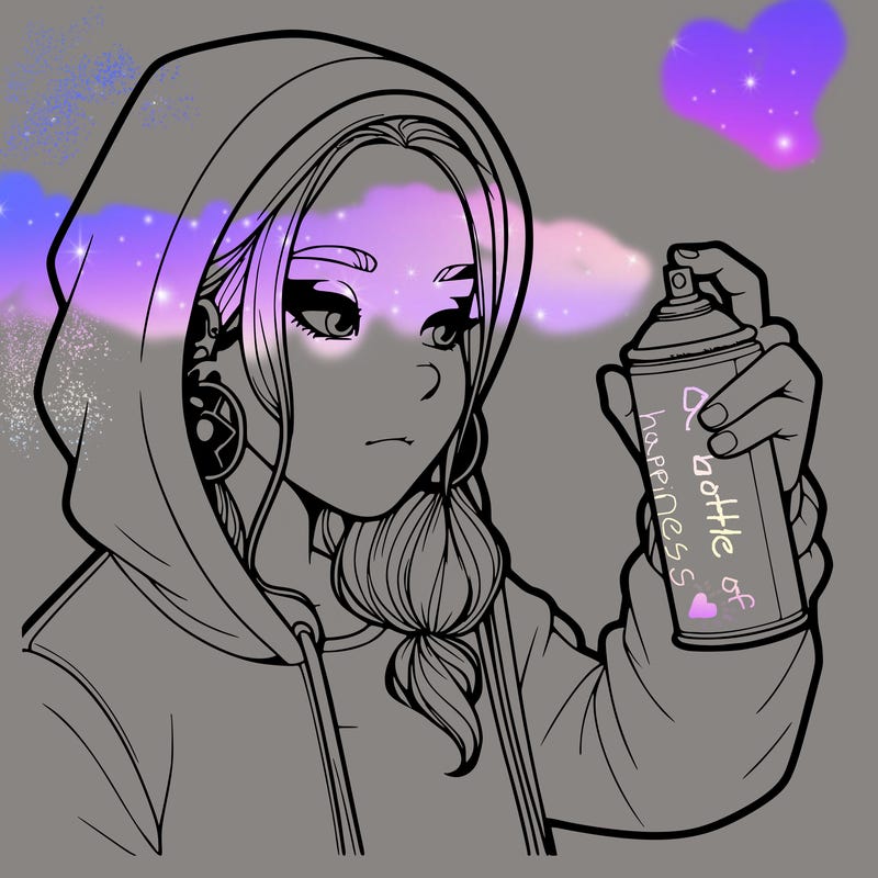 a realistic girl, spray painting