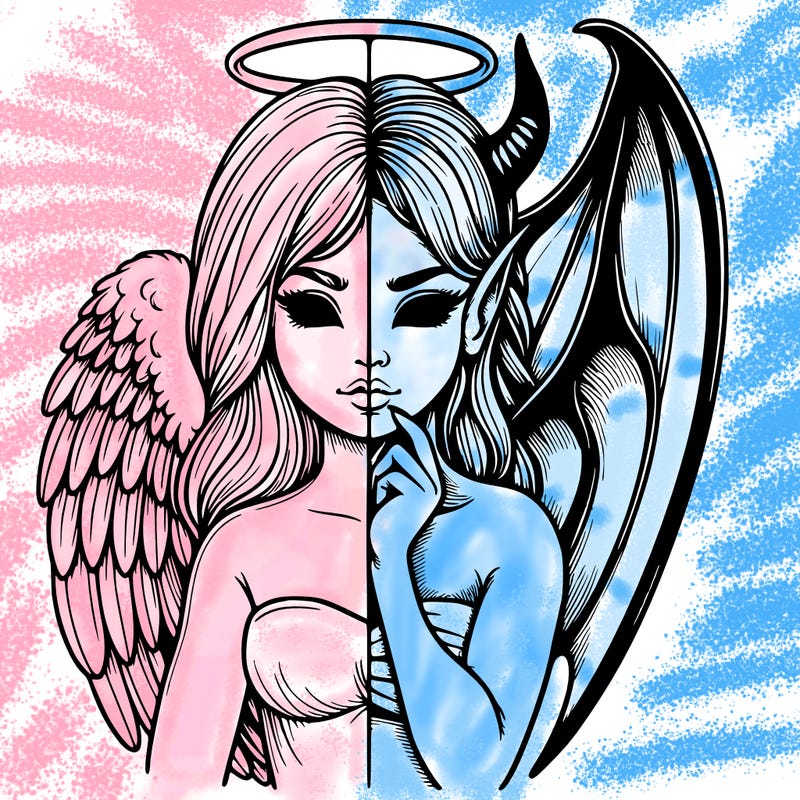 realistic angel half demon