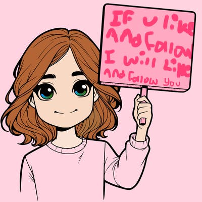 realistic girl holding up a sign