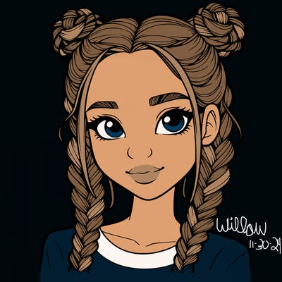 realistic girl with braids