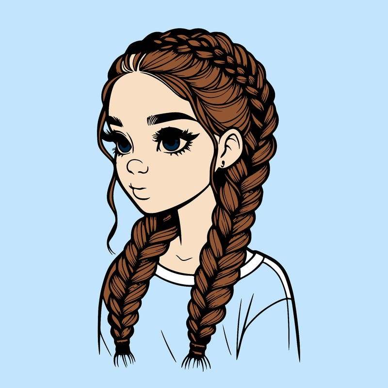 realistic girl with braids