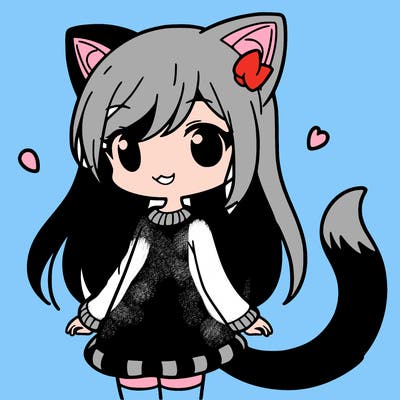 girl with cat ears and tail