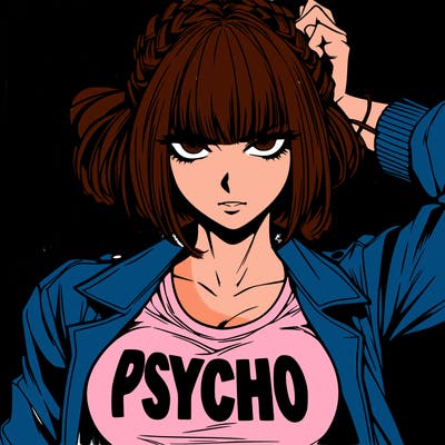 badass, pyscho female manga character
