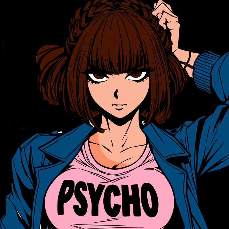 badass, pyscho female manga character
