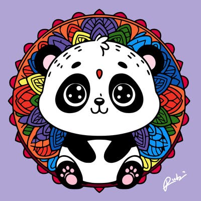 cute baby panda animal mandala