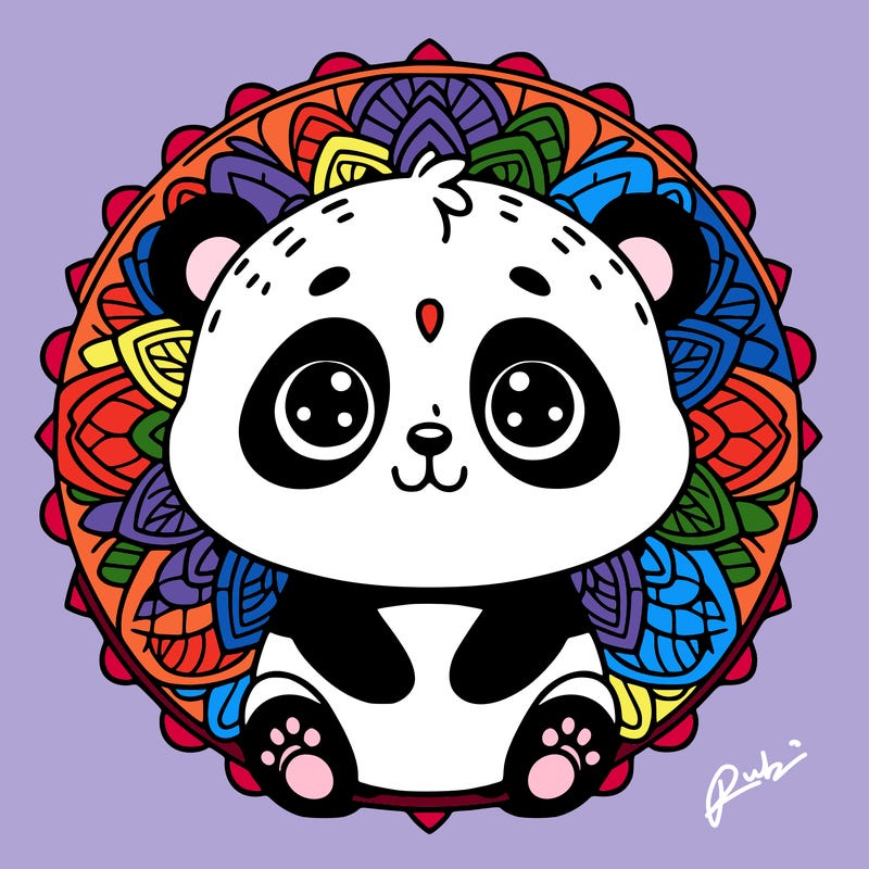 cute baby panda animal mandala
