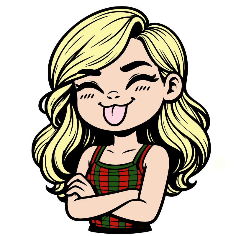 realistic girl crossing her arms and wearing a tank top with her tongue held out she has long hair