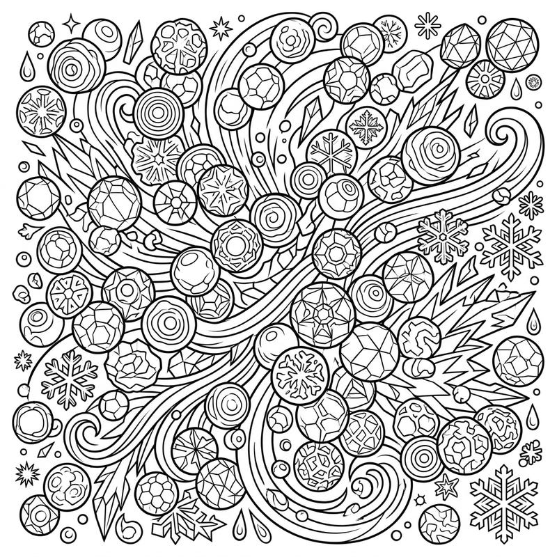 Unleash your creativity with this dynamic pea-sized hail coloring page, specifically designed to challenge and engage teens. Featuring intricate details of hailstones, snowflakes, and swirling ice patterns, it promises a truly immersive artistic experience.