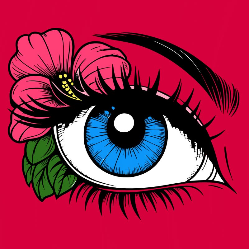 realistic eye with flower