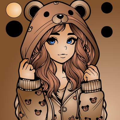 realistic girl in a animal pjs hoodie