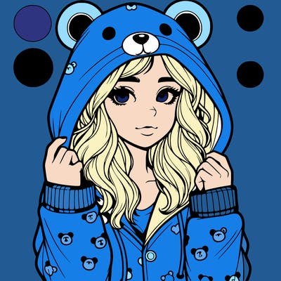 realistic girl in a animal pjs hoodie