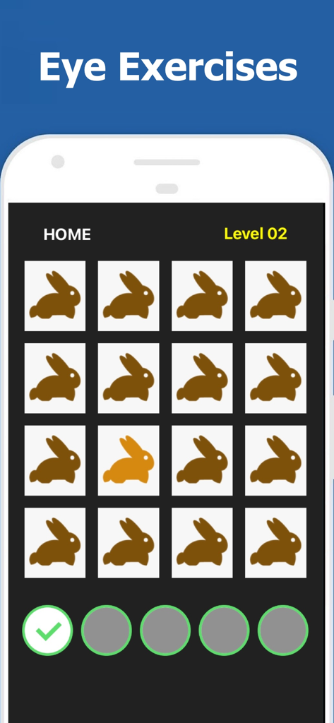 Eye Test: Vision & Color Blind - Eye speed exercise game with a grid of rabbits for spotting color differences