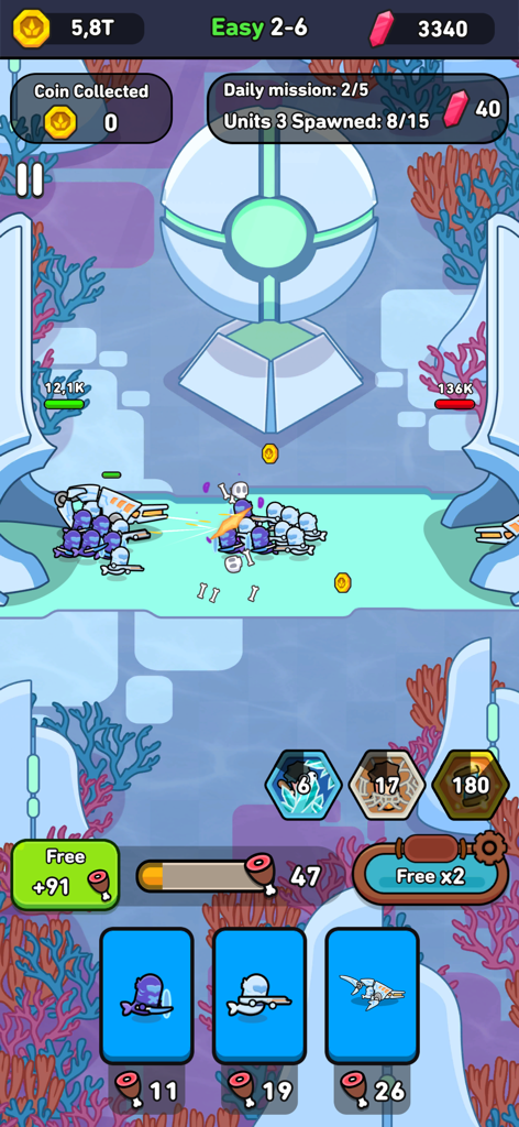 Eternal Empire: Warrior Eras - Eternal Empire Warrior Eras gameplay showing an underwater battle with aquatic warriors