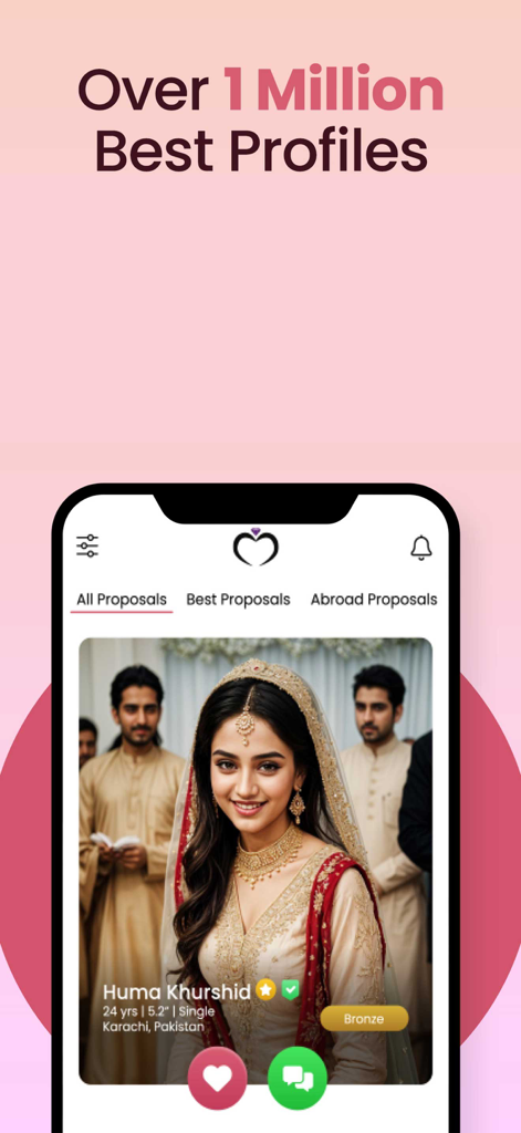 Shaadi.org.pk - RishtaPakistan - Uma captura de tela móvel do Shaadi.org.pk mostrando uma lista selecionada de mais de um milhão de perfis de casamento para a comunidade paquistanesa.