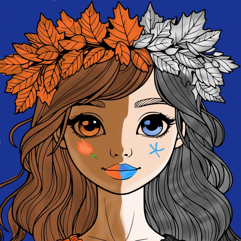 realistic girl with fall leaf crown