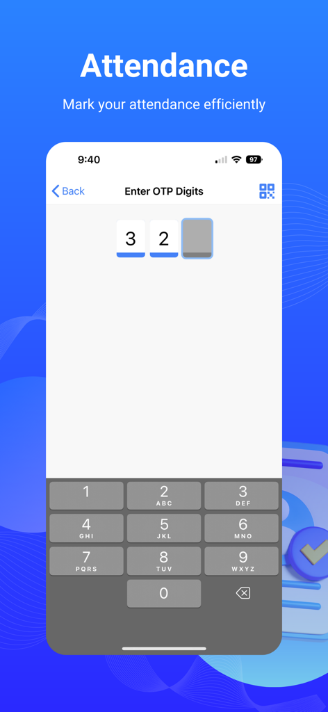 APSpace - APSpace app interface for marking student attendance by entering OTP digits.