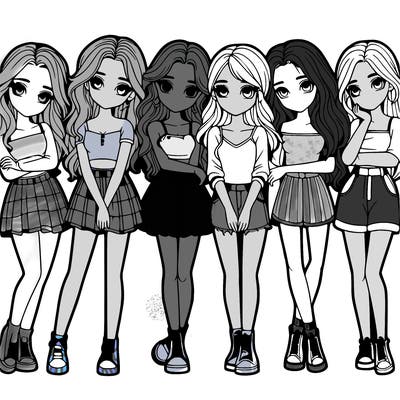 a group of girls realistic
