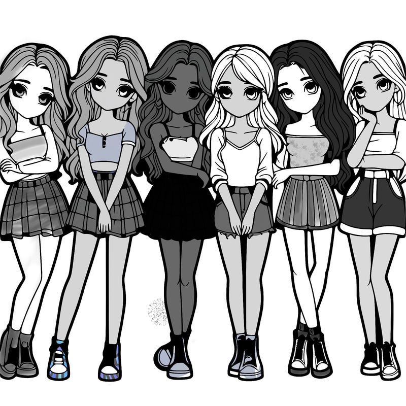 a group of girls realistic