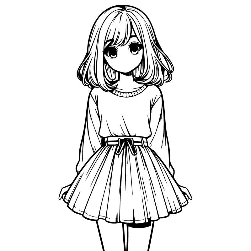 realistic girl with a skirt on