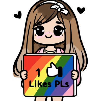 girl holding a sign saying 10 likes pls