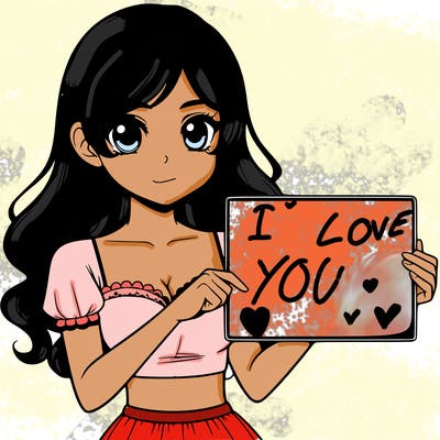 realistic pretty girl holding blank sign