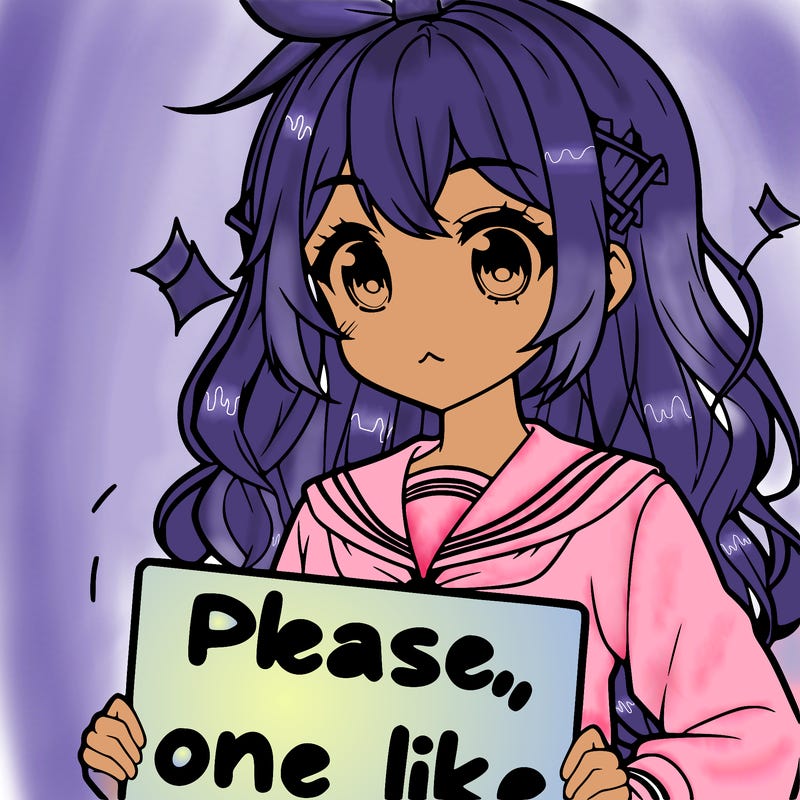 anime looking alike girl holding please one like sign
