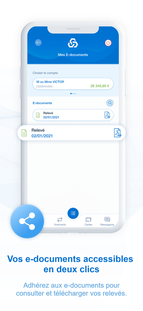 Captura de pantalla de la aplicación CGD Mobile mostrando la sección de documentos electrónicos con extractos bancarios