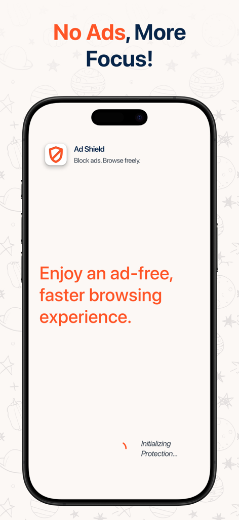 Adslocker - Spam & AD Blocker - iPhone screen showing Adslocker app with text Enjoy an ad-free faster browsing experience