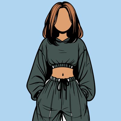 realistic girl faceless with baggy pants and a crop top