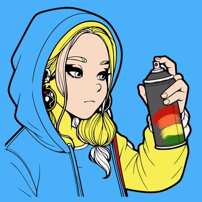 a realistic girl, spray painting