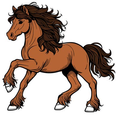 beautiful wild horse with a foul