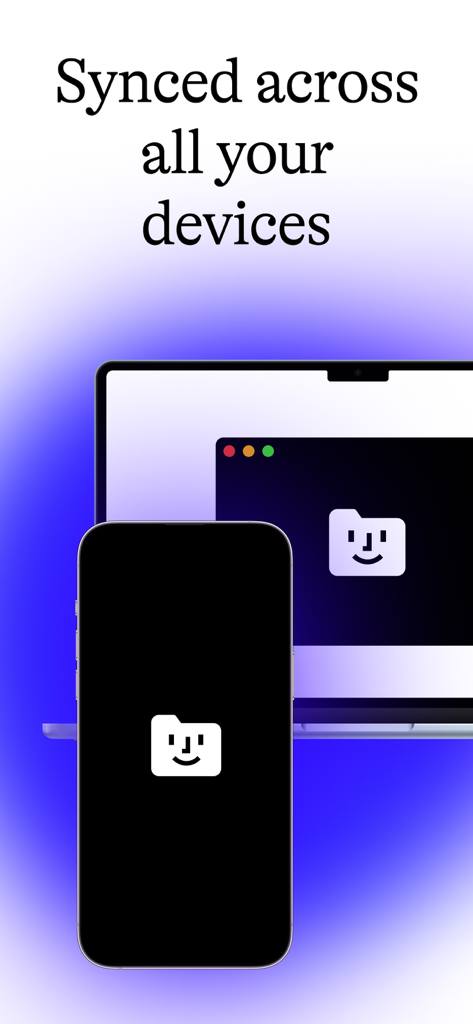 Fabric: AI Notes, Files, Ideas - Fabric app icon displayed on a laptop and smartphone screen illustrating cross device synchronization