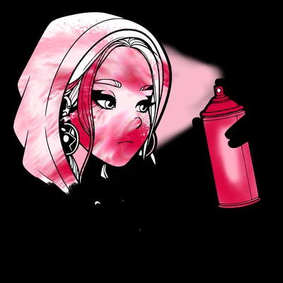 a realistic girl, spray painting