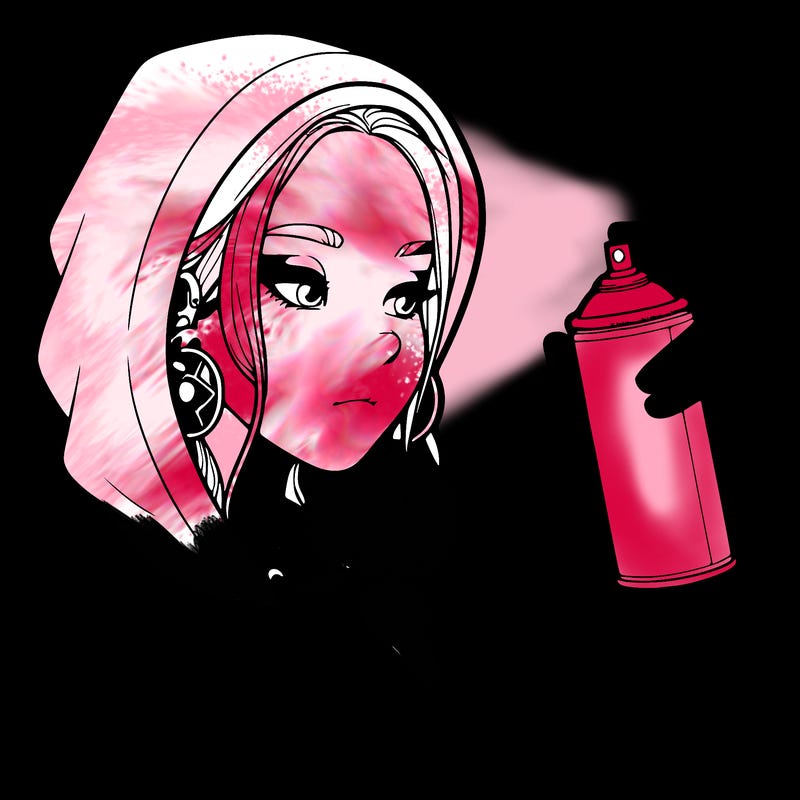 a realistic girl, spray painting