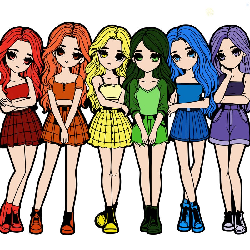 a group of girls realistic