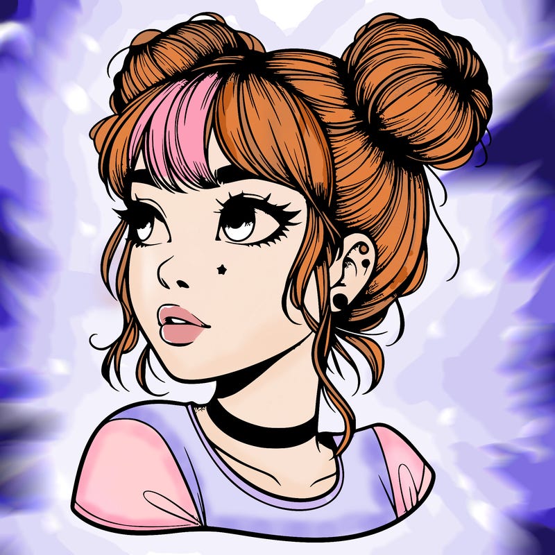 realistic girl with spacebuns