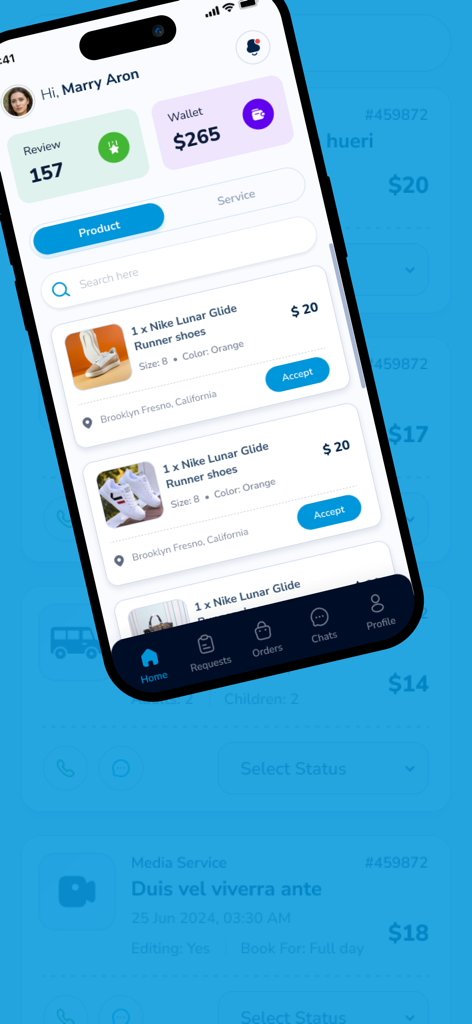 SILVER CHARIOT AGENT - Silver Chariot Agent mobile app dashboard showing available shopping delivery tasks and agent earnings
