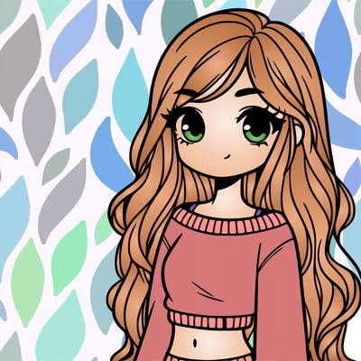 girl with long hair and a crop top with a sweater