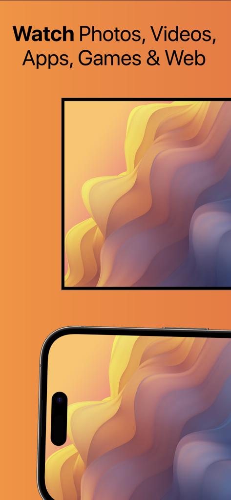 Screen Mirroring for Fire TV - Schermo iPhone duplicato su una Fire TV che mostra una grafica astratta colorata