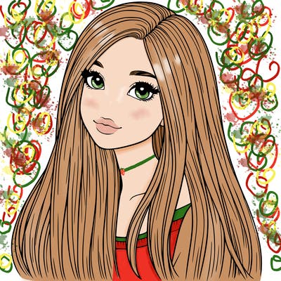 realistic girl with long straight hair