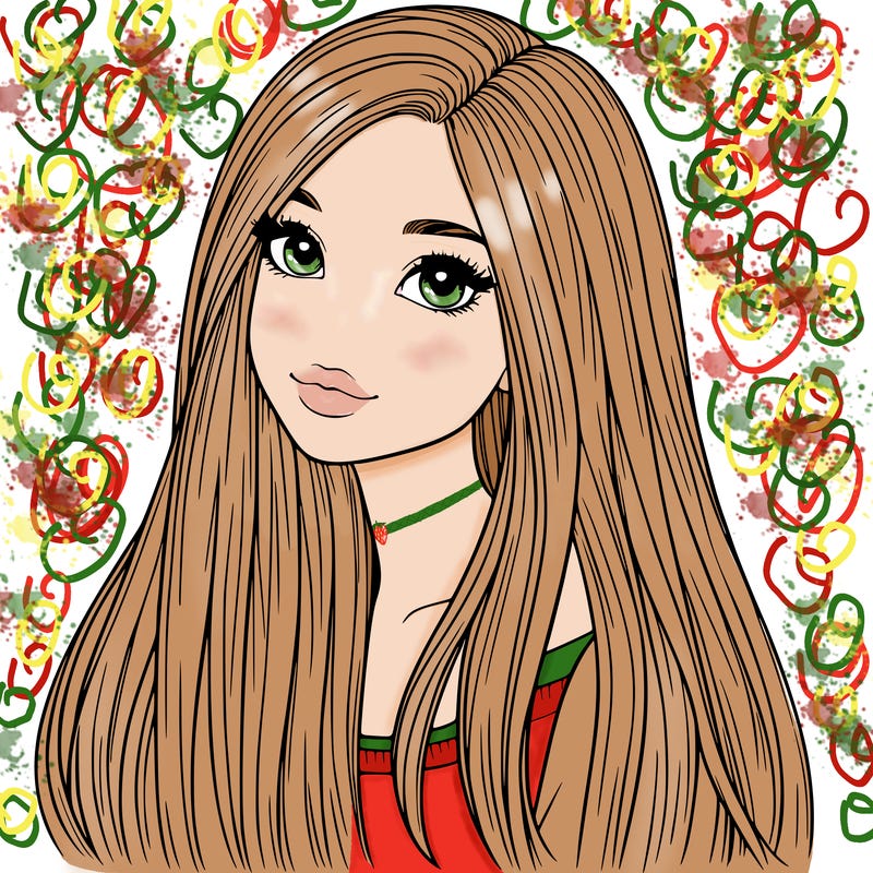 realistic girl with long straight hair